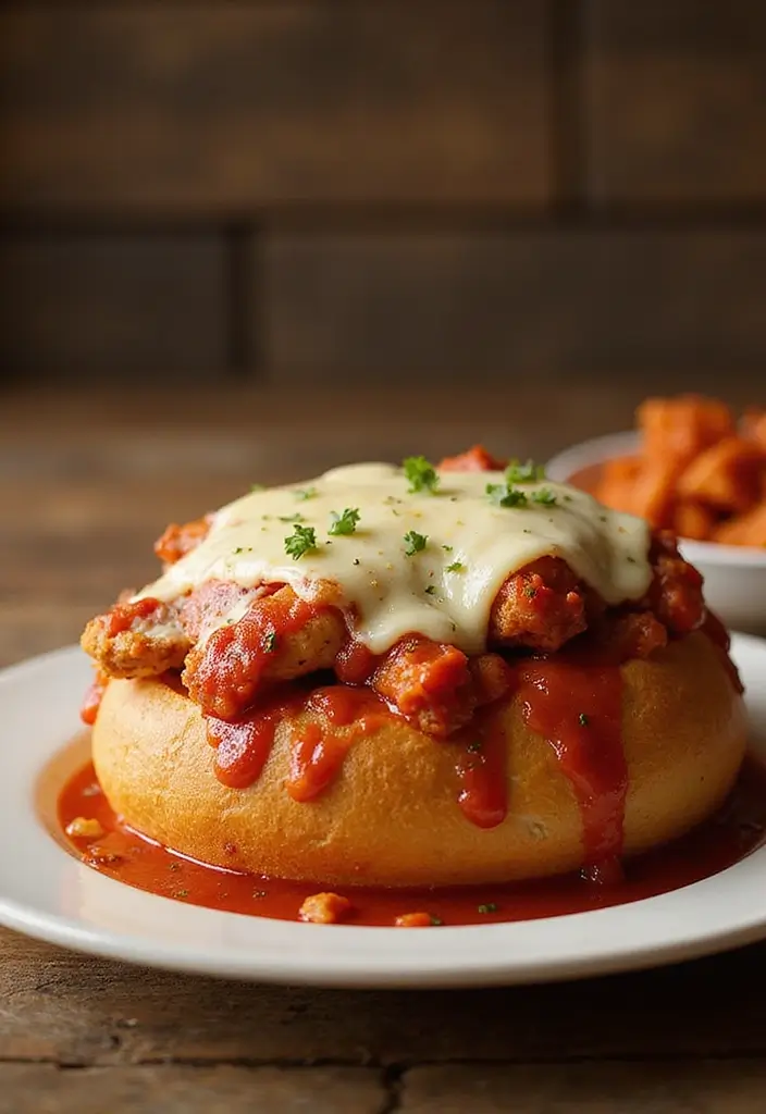 30 Chicken Parm Crockpot Recipes That Are Saucy & Melty - 26. Chicken Parm in a Bread Bowl