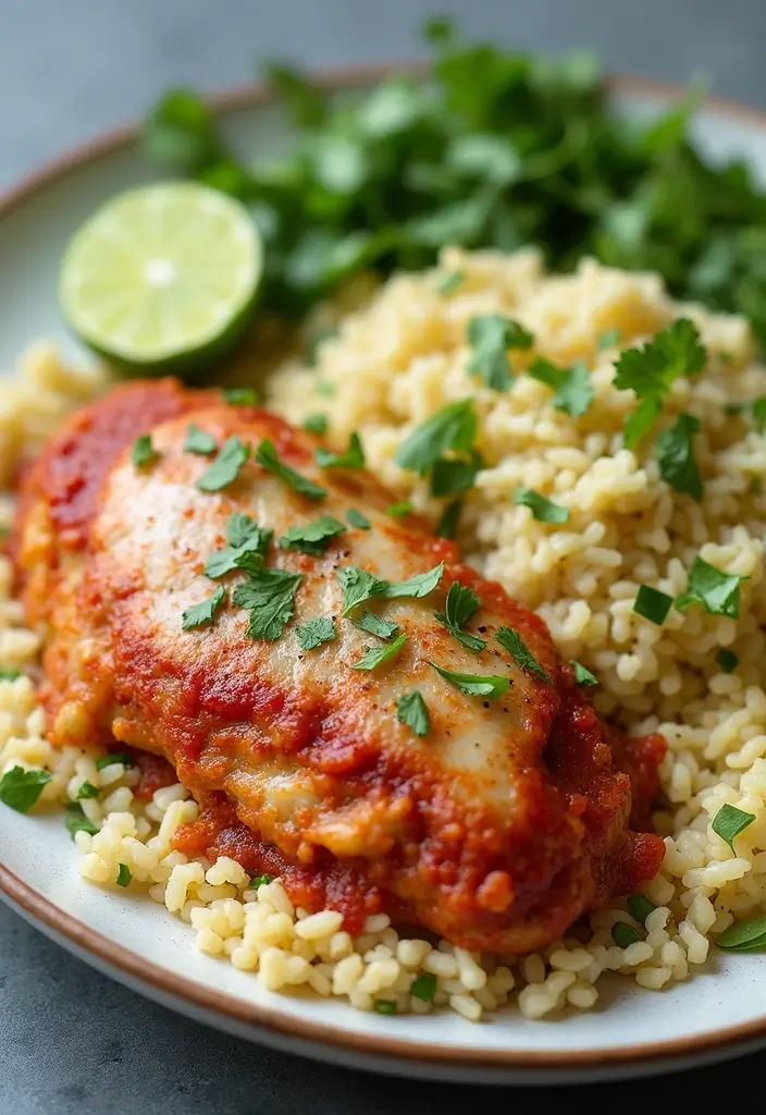 30 Chicken Parm Crockpot Recipes That Are Saucy & Melty - 28. Chicken Parm with Cilantro Lime Rice