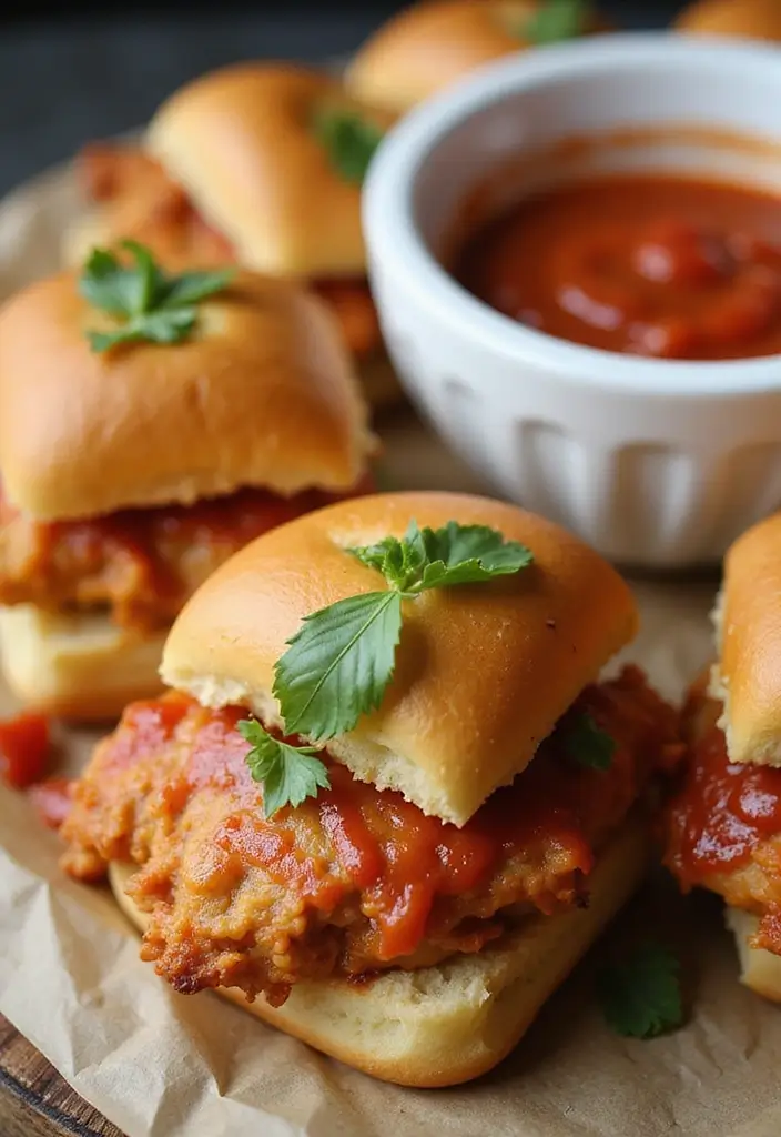 30 Chicken Parm Crockpot Recipes That Are Saucy & Melty - 4. Mini Chicken Parm Sliders