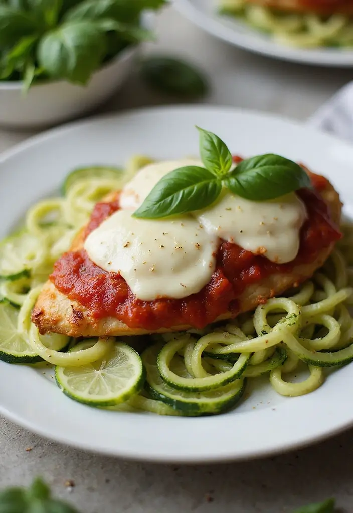 30 Chicken Parm Crockpot Recipes That Are Saucy & Melty - 6. Chicken Parm with Zucchini Noodles