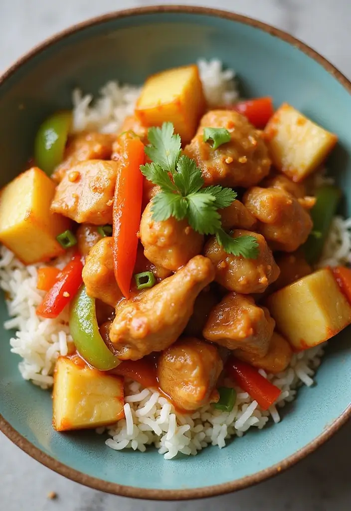 30 Chicken and Rice Aesthetic Bowls That Are Healthy & Gorgeous - 11. Sweet and Sour Chicken Rice Bowl