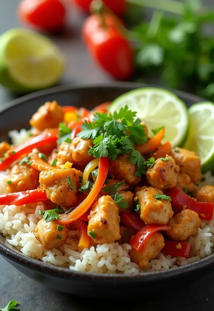 30 Chicken and Rice Aesthetic Bowls That Are Healthy & Gorgeous - 23. Chicken Fajita Rice Bowl