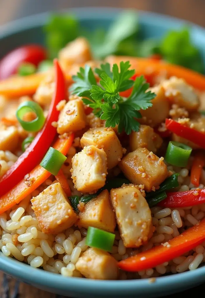 30 Chicken and Rice Aesthetic Bowls That Are Healthy & Gorgeous - 24. Chicken Stir-Fry Rice Bowl