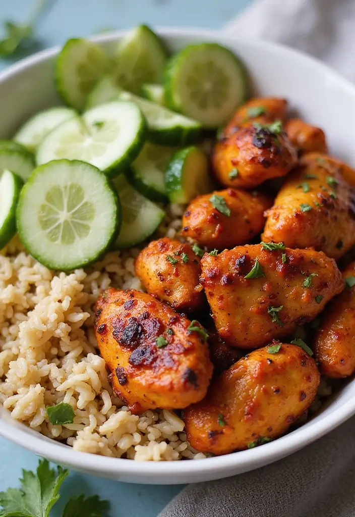 30 Chicken and Rice Aesthetic Bowls That Are Healthy & Gorgeous - 26. Tandoori Chicken Rice Bowl