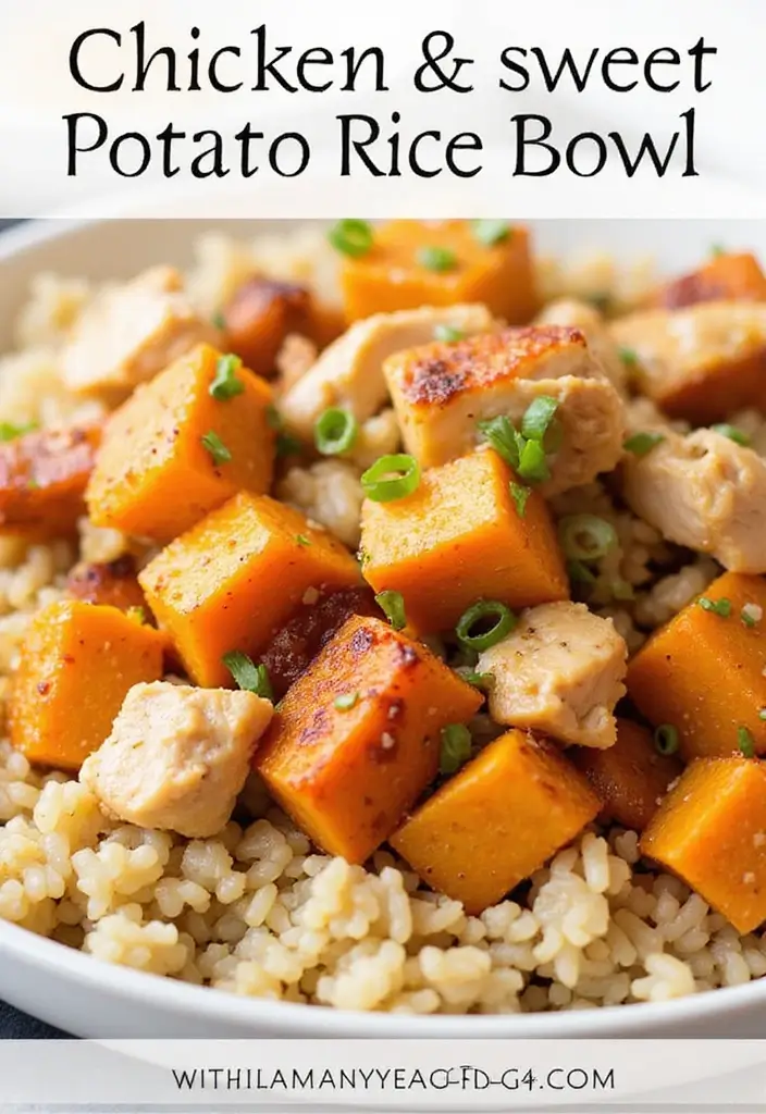 30 Chicken and Rice Aesthetic Bowls That Are Healthy & Gorgeous - 29. Chicken and Sweet Potato Rice Bowl