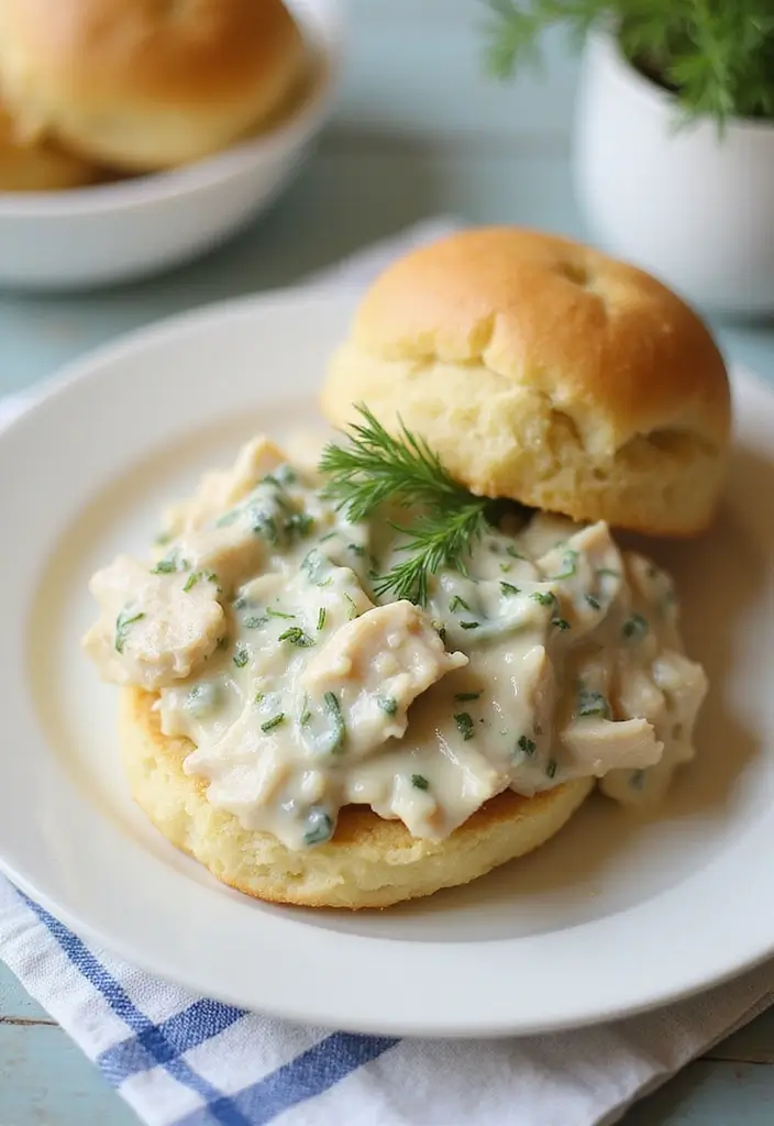 30 Creamed Chicken Over Biscuits Recipes That Feel Southern Classic - 22. Creamy Dill Chicken and Biscuits