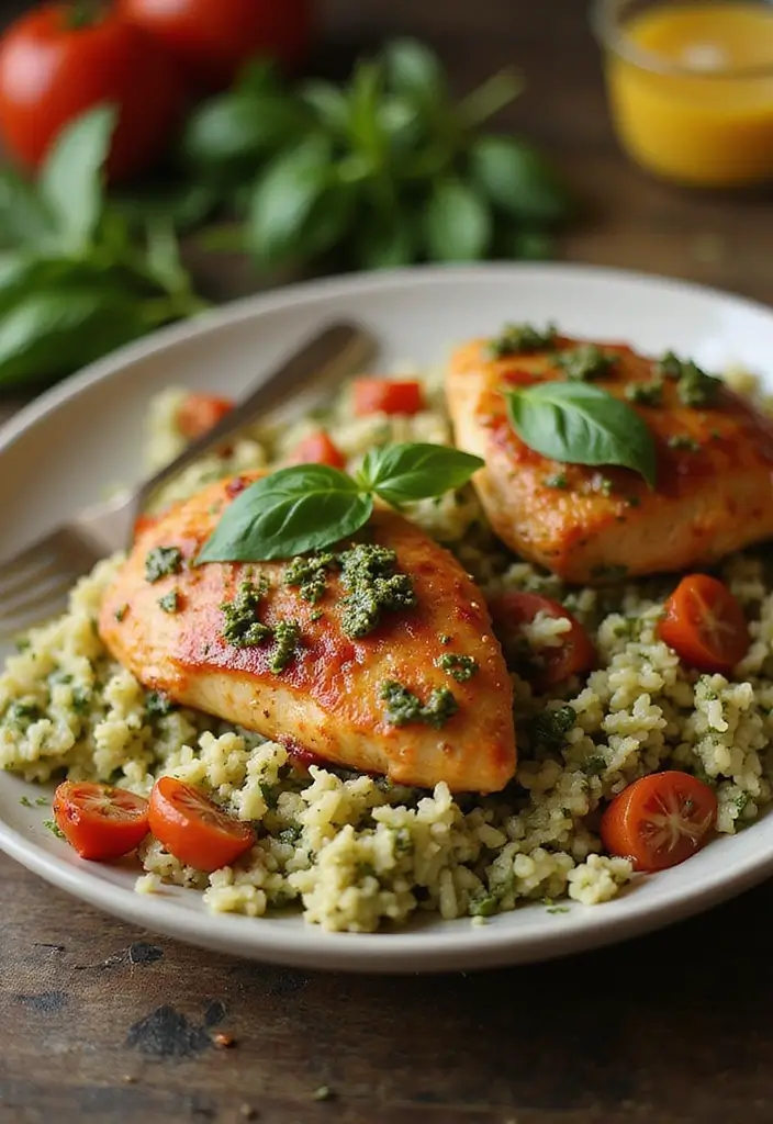 30 Creamy & Easy Tuscan Chicken Instant Pot Recipes - 22. Tuscan Chicken with Pesto Rice