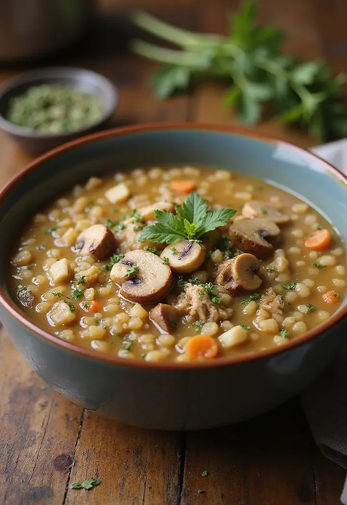 30 Ground Chicken Soup Recipes That Are Hearty & Nourishing 186 30 Ground Chicken Soup Recipes That Are Hearty & Nourishing - 29. Ground Chicken and Mushroom Barley Soup