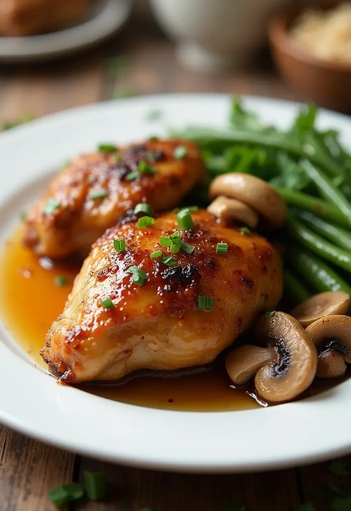 30 Honey Garlic Chicken Thighs Recipes That Are Sticky & Tender - 16. Honey Garlic Chicken Thighs with Mushrooms