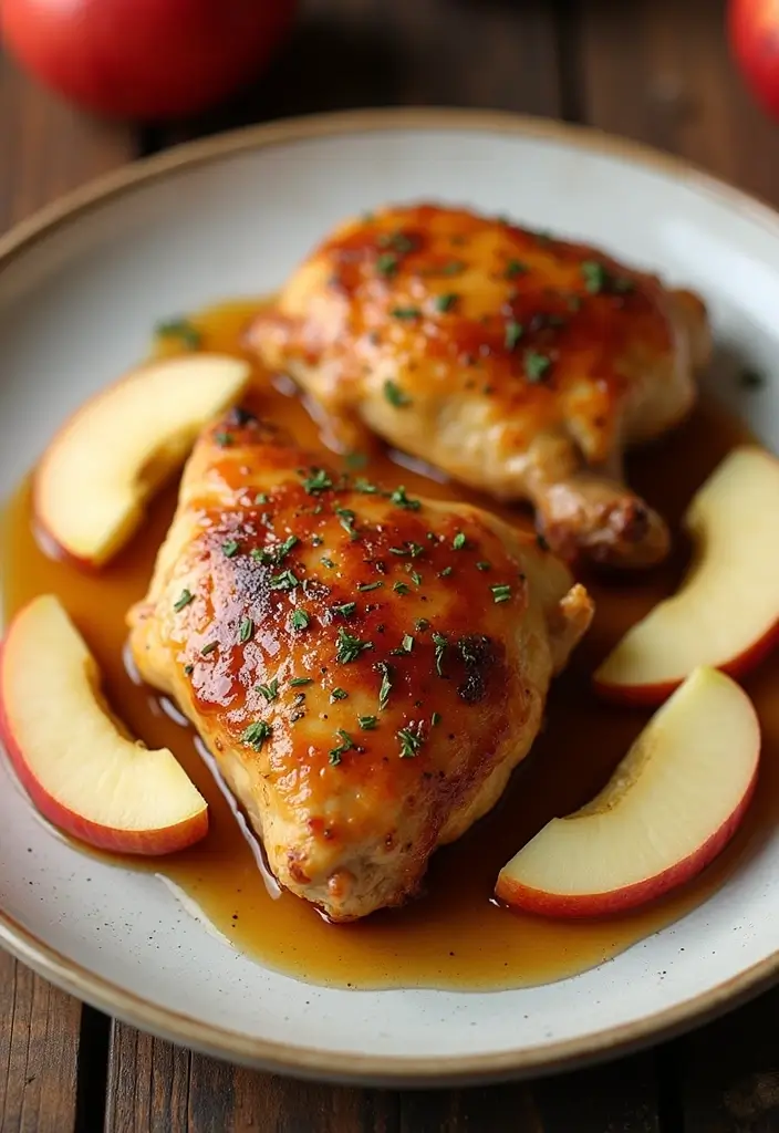 30 Honey Garlic Chicken Thighs Recipes That Are Sticky & Tender - 21. Honey Garlic Chicken Thighs with Apples