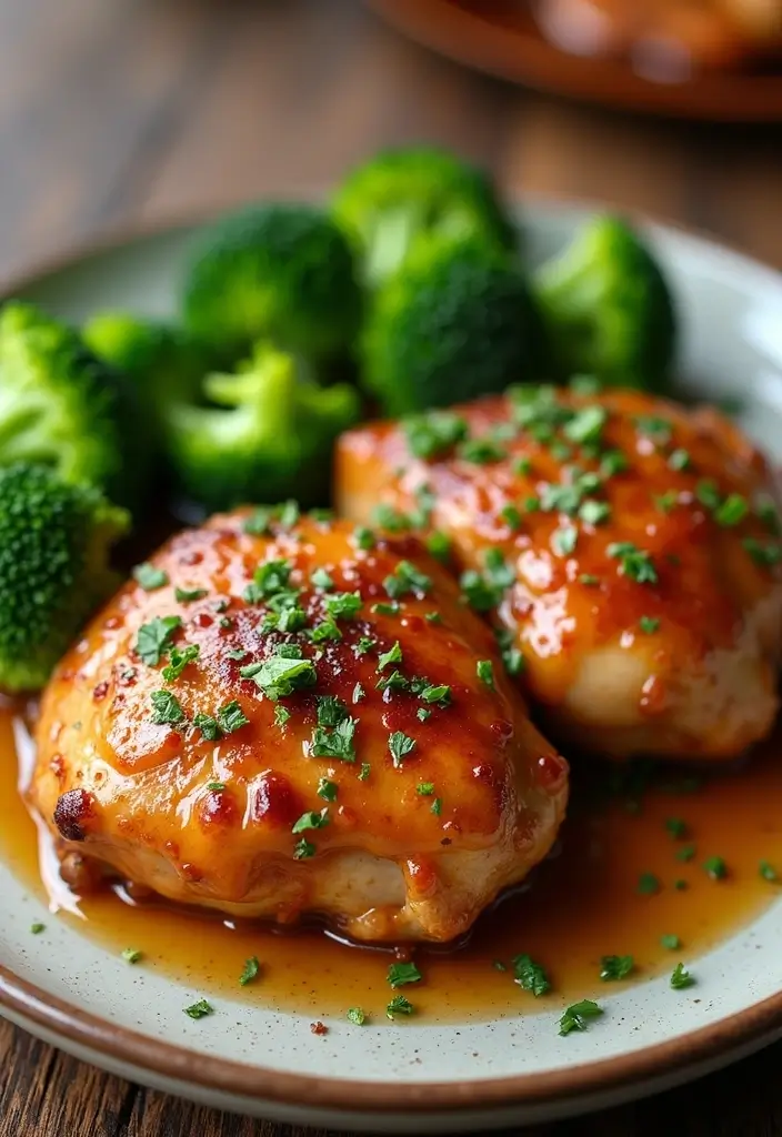 30 Honey Garlic Chicken Thighs Recipes That Are Sticky & Tender - 24. Honey Garlic Chicken Thighs with Broccoli