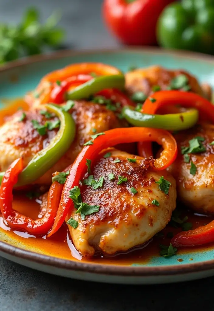 30 Honey Garlic Chicken Thighs Recipes That Are Sticky & Tender - 25. Honey Garlic Chicken Thighs with Bell Peppers