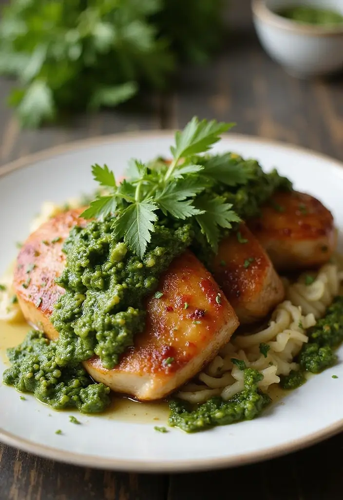 30 Honey Garlic Chicken Thighs Recipes That Are Sticky & Tender - 27. Honey Garlic Chicken Thighs with Pesto