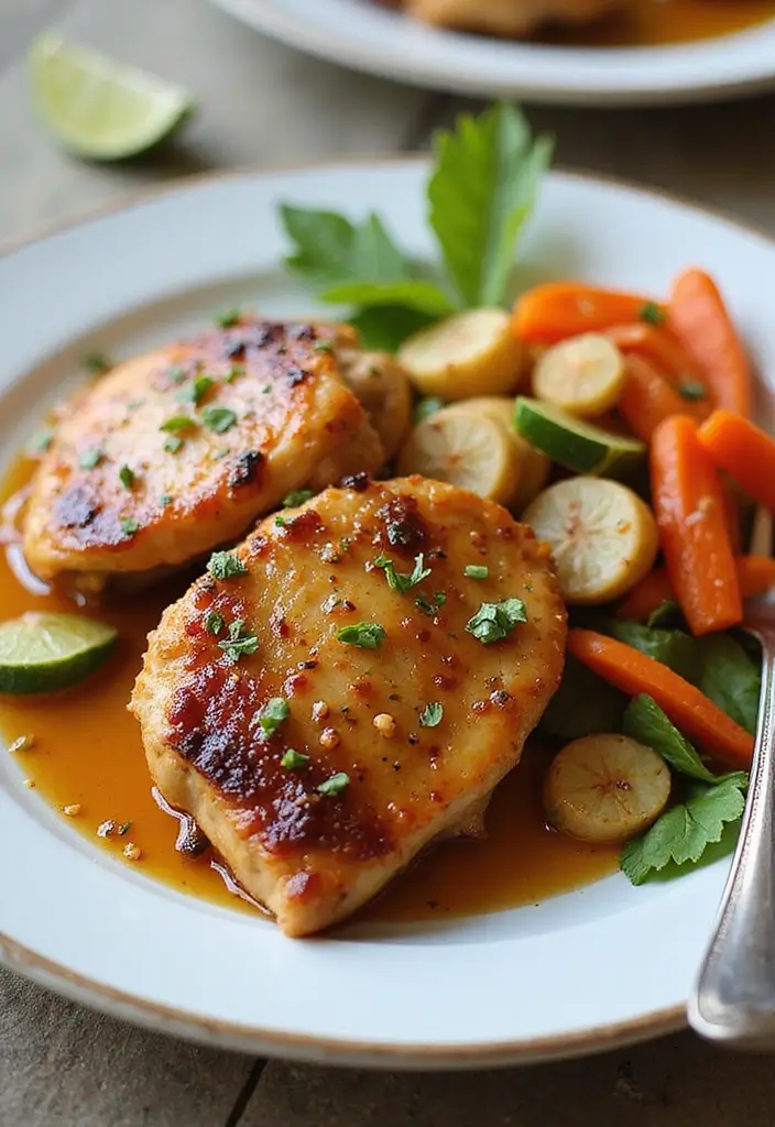 30 Honey Garlic Chicken Thighs Recipes That Are Sticky & Tender - 29. Honey Garlic Chicken Thighs with Pickled Vegetables