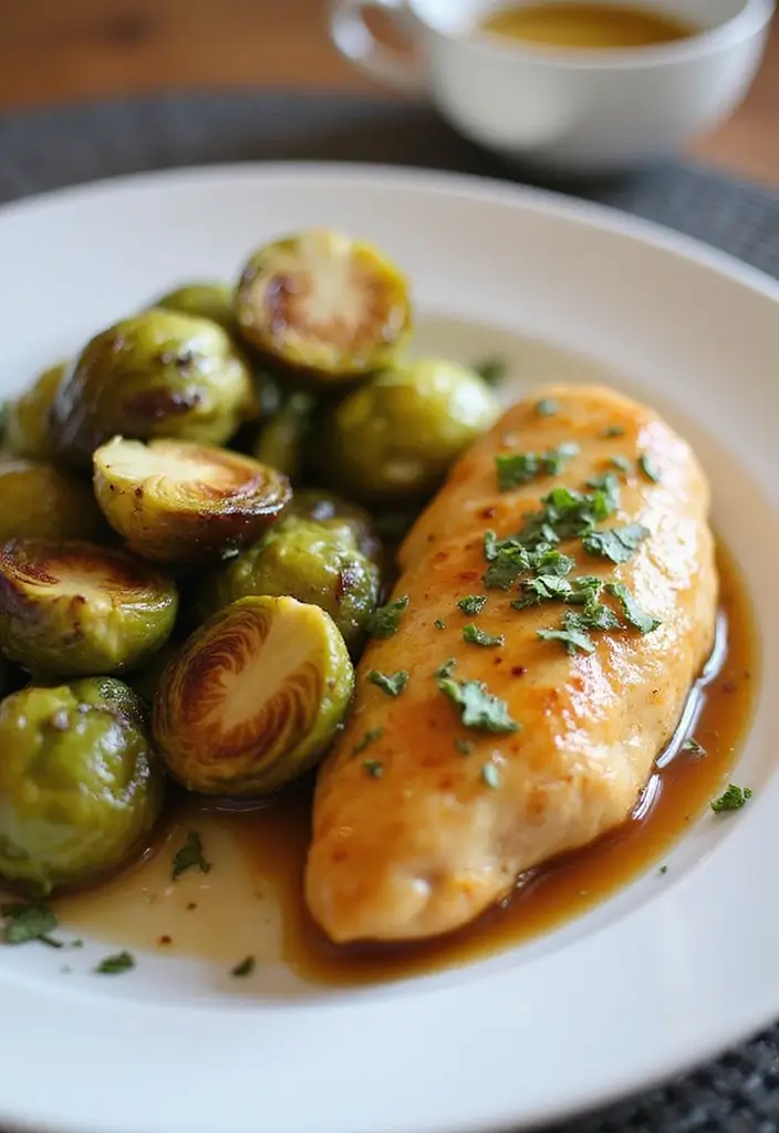 30 Honey Mustard Chicken Crockpot Recipes That Are Sweet & Savory - 15. Honey Mustard Chicken with Brussels Sprouts