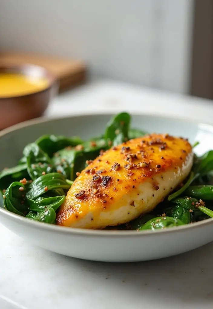 30 Honey Mustard Chicken Crockpot Recipes That Are Sweet & Savory - 20. Honey Mustard Chicken with Spinach