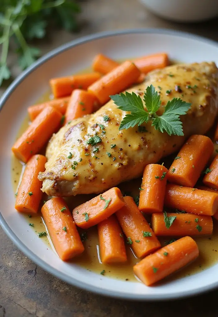 30 Honey Mustard Chicken Crockpot Recipes That Are Sweet & Savory - 25. Honey Mustard Chicken and Carrots