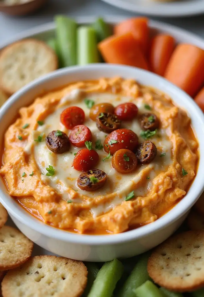 30 Low Carb Buffalo Chicken Dip Recipes That Are Keto & Delicious - 14. Buffalo Chicken Dip with Sun-Dried Tomatoes