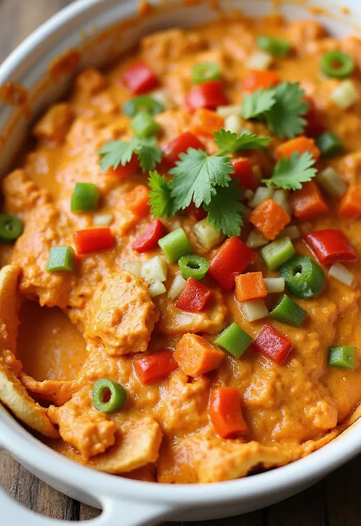 30 Low Carb Buffalo Chicken Dip Recipes That Are Keto & Delicious - 21. Buffalo Chicken Dip with Peppers and Onions