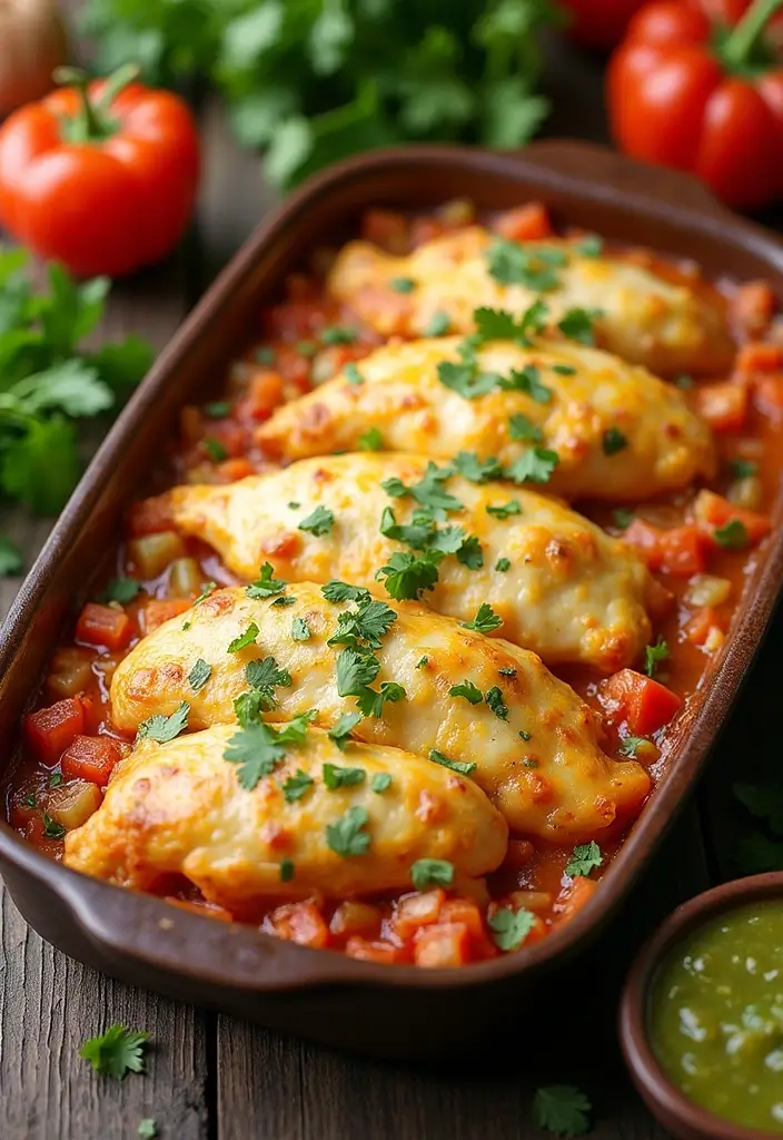 30 Salsa Verde Chicken Casserole Recipes That Are Creamy & Spicy 84 30 Salsa Verde Chicken Casserole Recipes That Are Creamy & Spicy - 13. Salsa Verde Chicken Casserole with Peppers and Onions