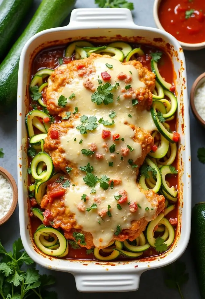 30 Salsa Verde Chicken Casserole Recipes That Are Creamy & Spicy 37 30 Salsa Verde Chicken Casserole Recipes That Are Creamy & Spicy - 6. Salsa Verde Chicken Casserole with Zucchini Noodles